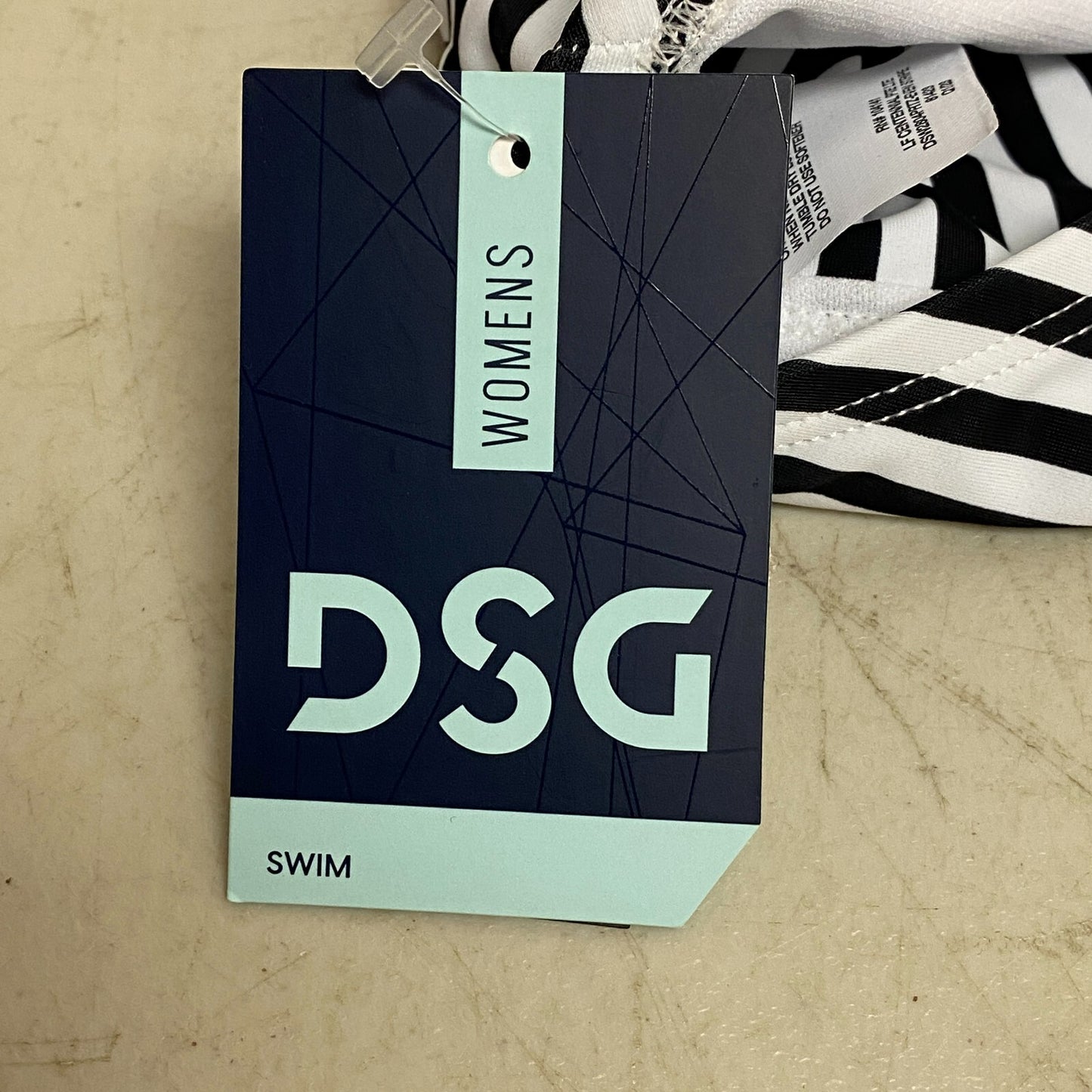 DSG Women's V High Waist Swim Bottoms Even Stripe Black/White DSW2804PRTZ