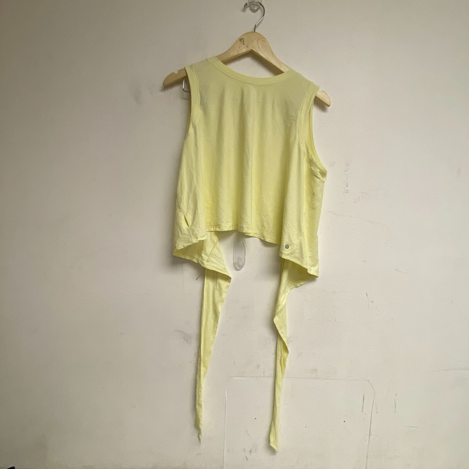 Calia Women Crop Wrap & Tie Tank Lemon Sorbet Solid Sleeveless WAX11234