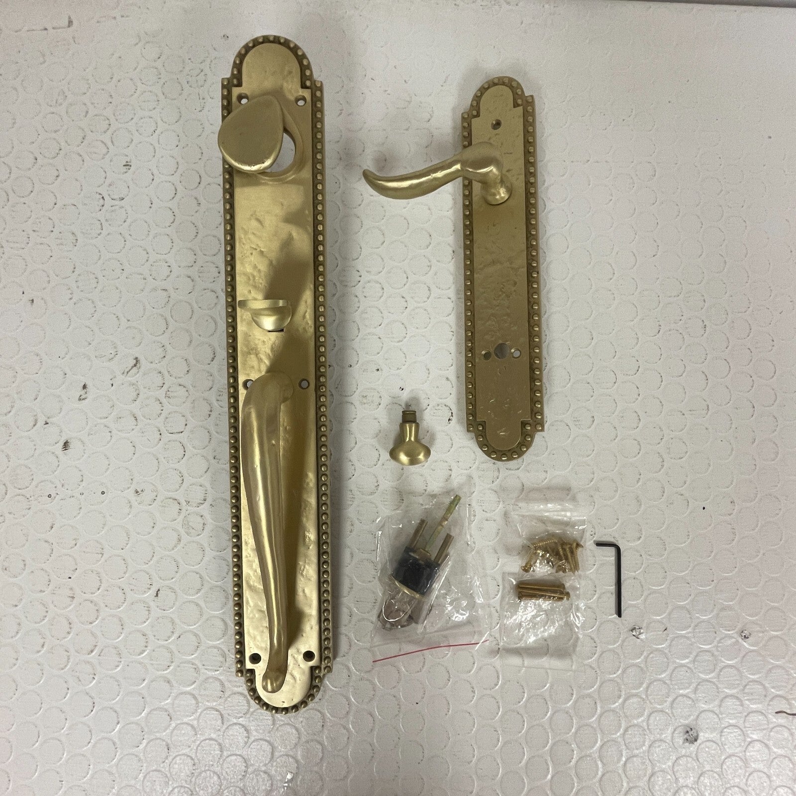 Signature Hardware Roman Entrance Door Set – Lever, Satin Brass, Left‑Hand