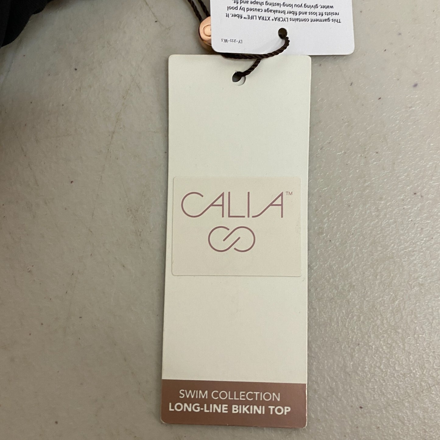 Calia Women's Swim Long Line High Neck Racerback Bikini Top Pure Black WSA21207