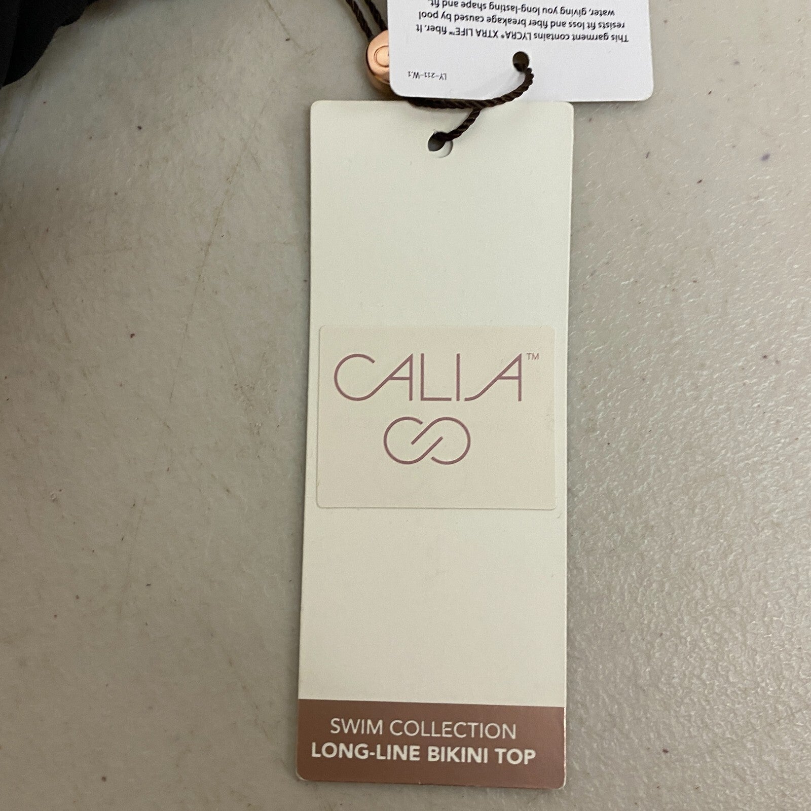 Calia Women's Swim Long Line High Neck Racerback Bikini Top Pure Black WSA21207