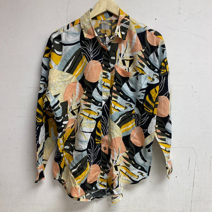 Calia Womens Coverup Oversized Long Sleeve Button Down Multi Palm WSA23919PRT