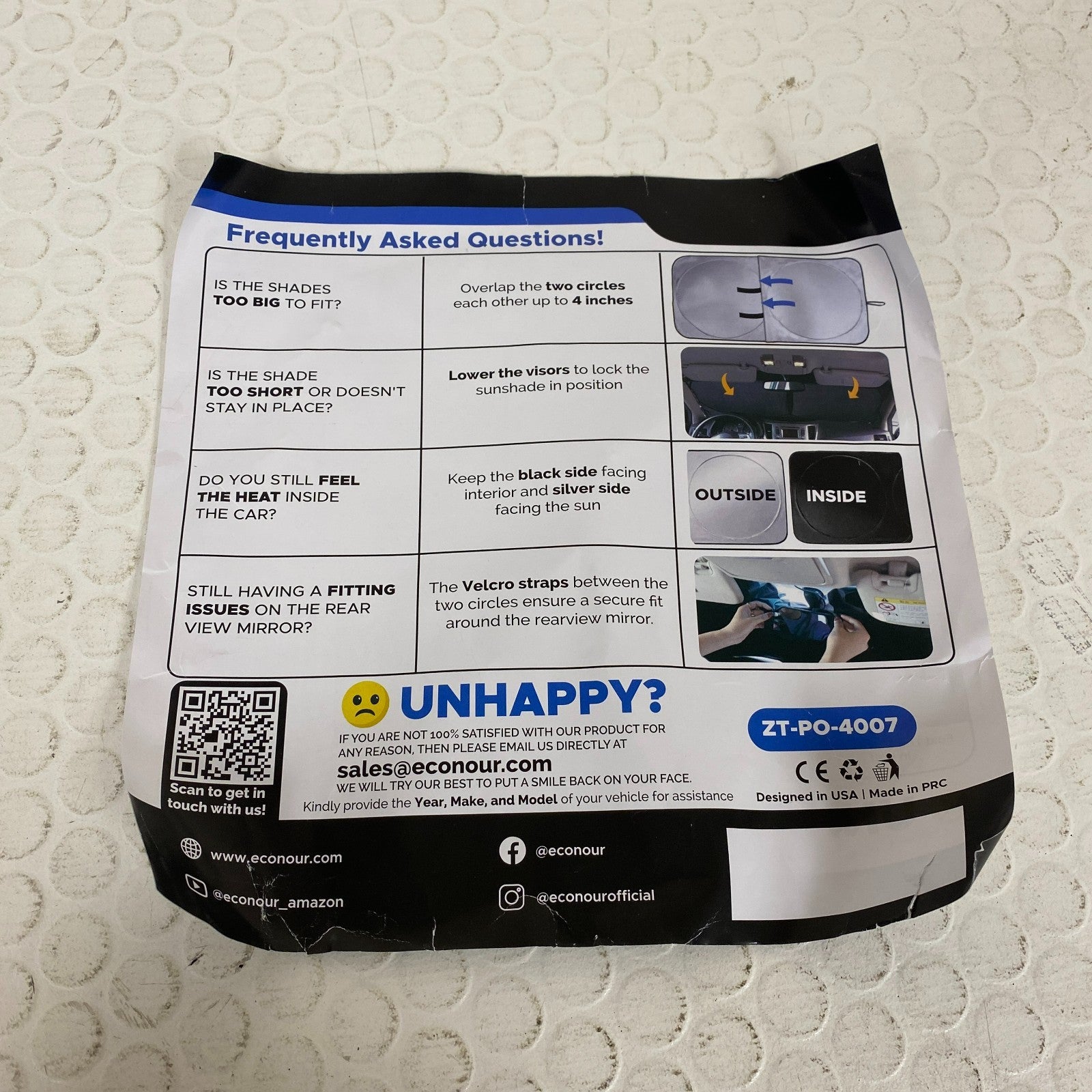 EcoNour Car Windshield Sun Shade Medium 64"x32" UV Heat Block for SUV Truck