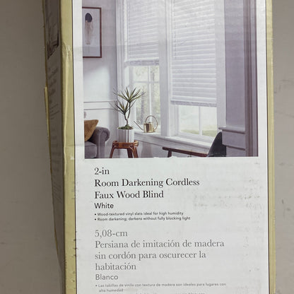 allen + roth 2-in Room Darkening Cordless Faux Wood Blind White 34in x 64in