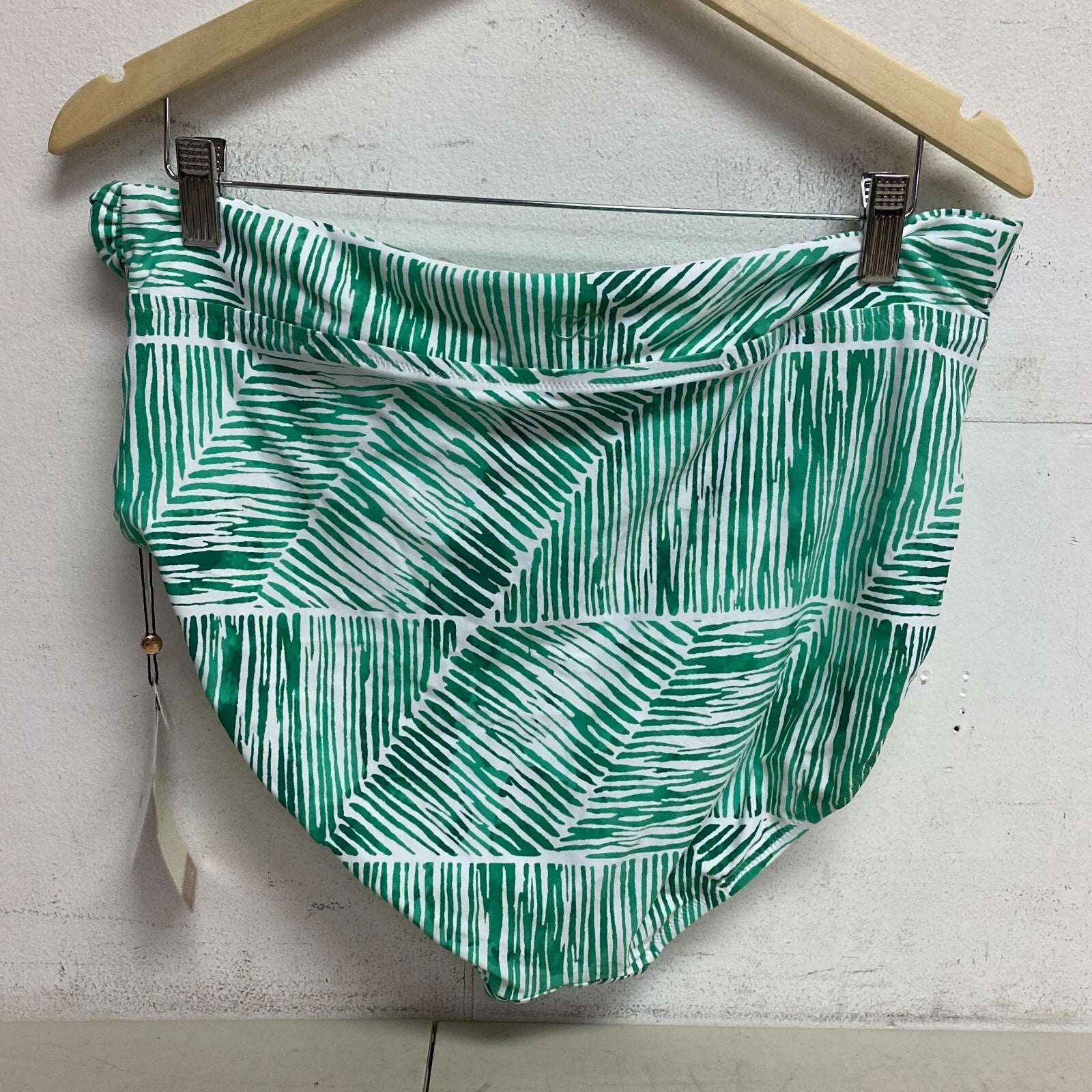 Calia Women's Swim High Rise Twist Front Bottom Small Palm Green WSA22401PRT