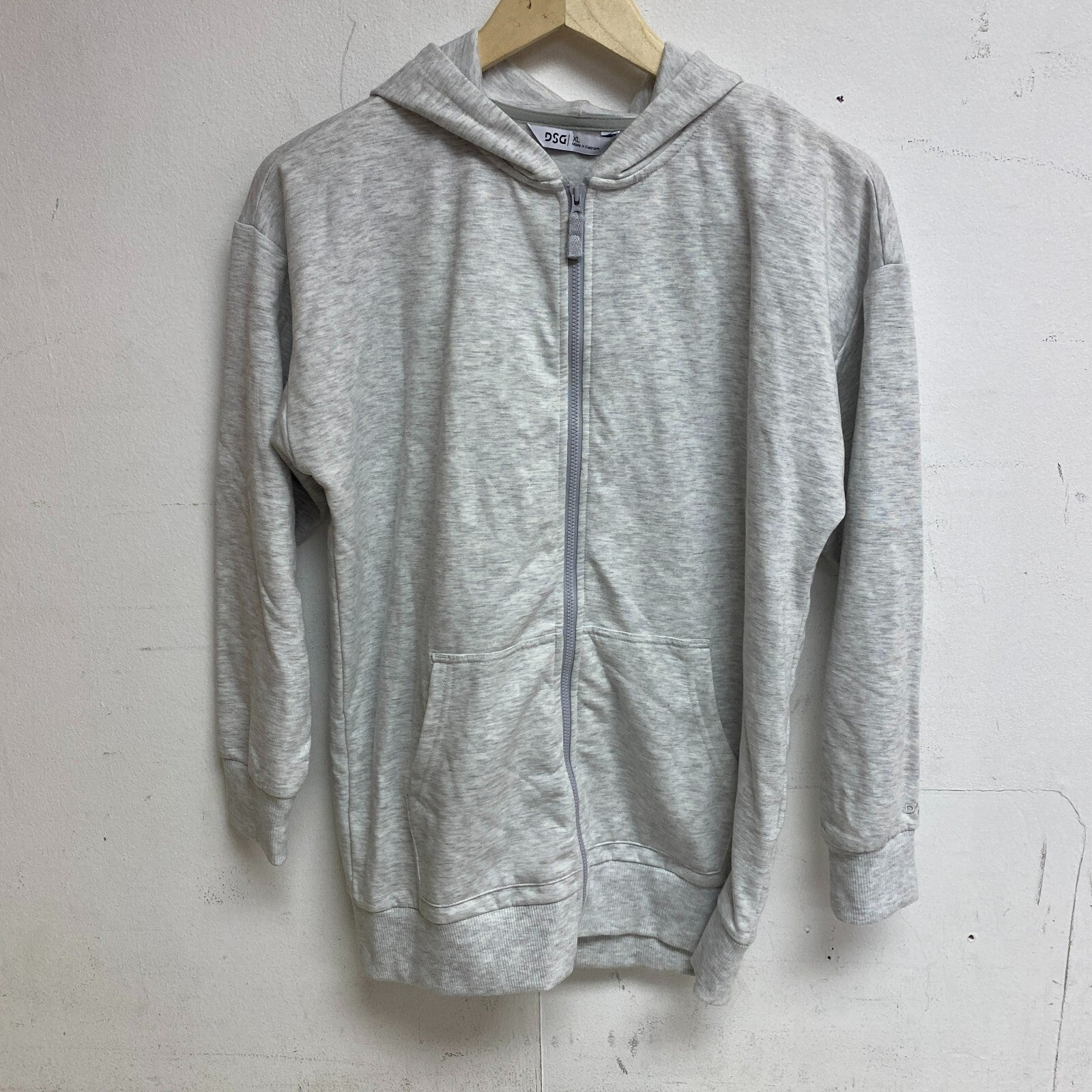 DSG Girls Oversized Full Zip Hoodie Heather Light Heather Grey Solid DAG21430H