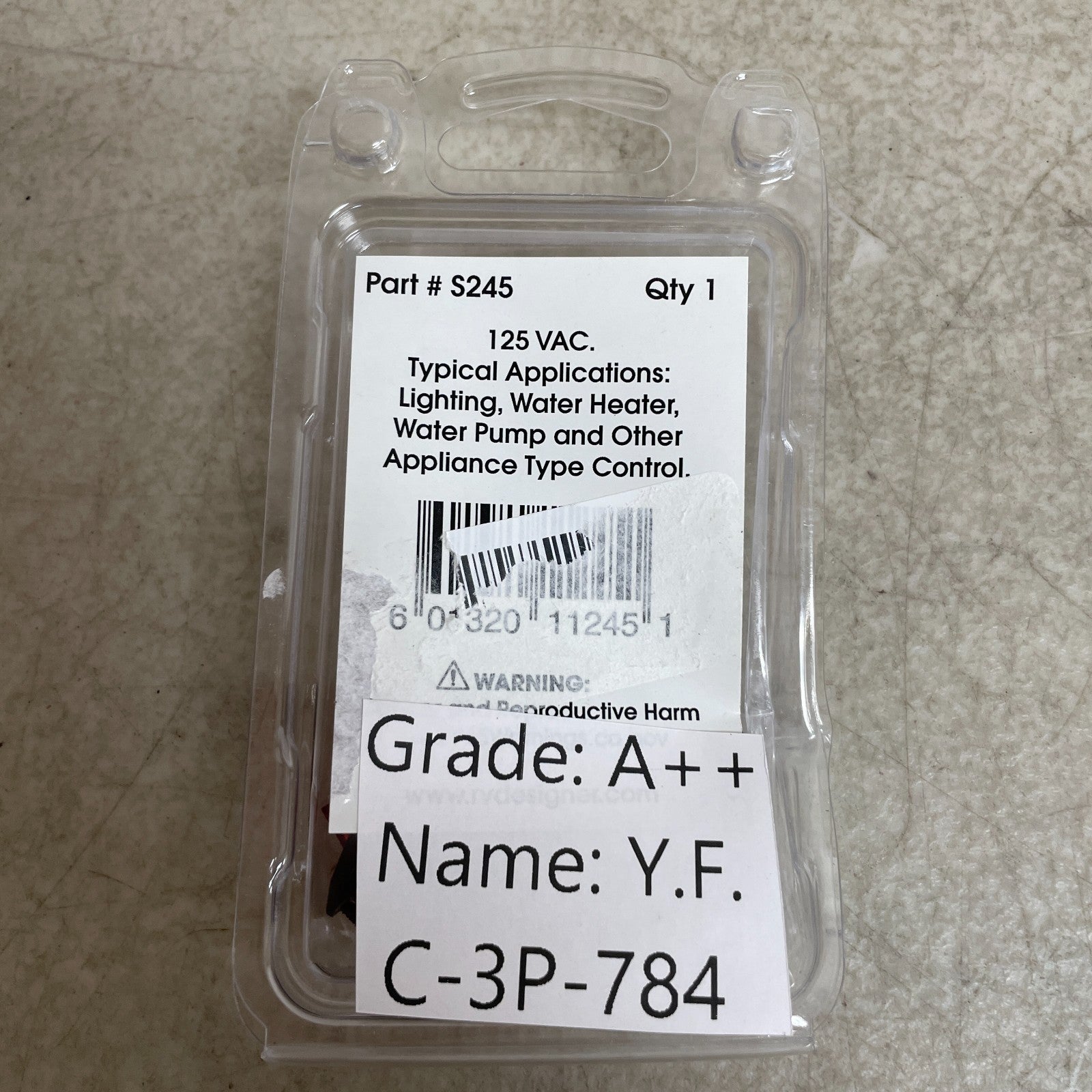 RV Designer S245 Rocker Switch Illuminated Red SPST On Off 125V .550x1.125 RV