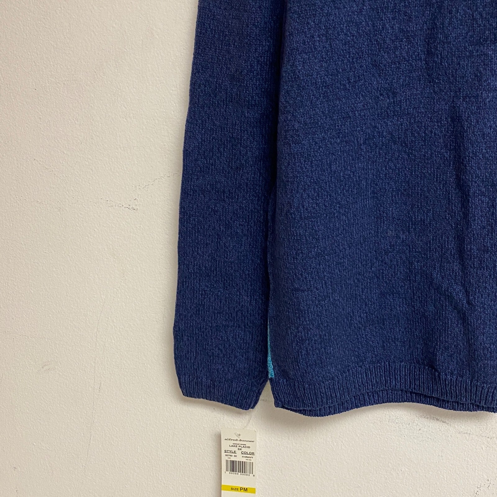 Alfred Dunner Women's Lake Placid Colorblock Crewneck Sweater Szie PM Color Navy