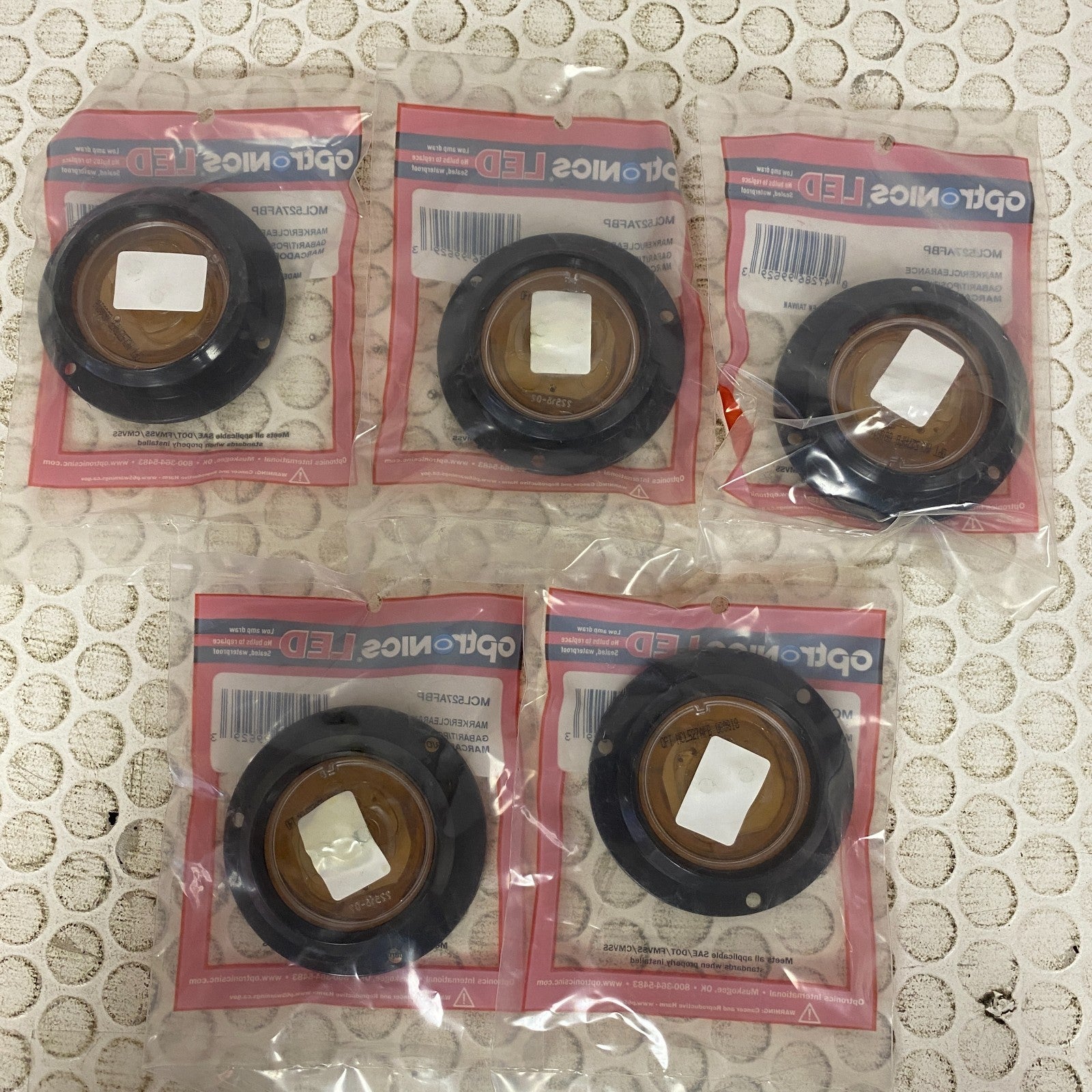 Optronics 2.5″ Round Amber LED Marker Light Flange Mount 5-Pack MCL527AFBP