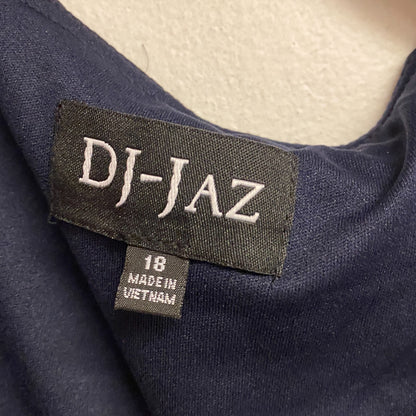 Dj-jaz 3/4 sleeve embellished sheath dress open slit sleeves Size 18 navy blue