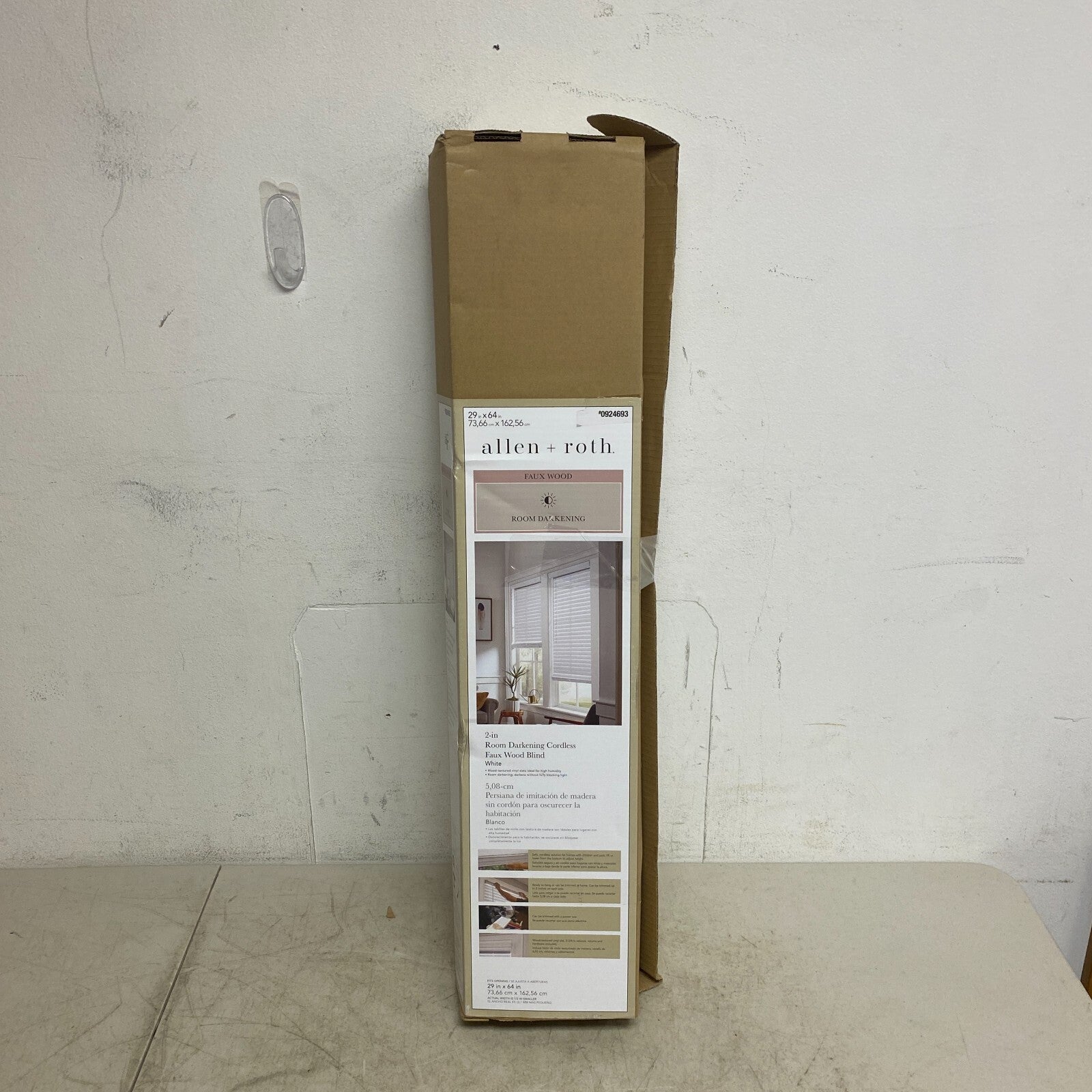 ALLEN + ROTH 2 IN ROOM DARKENING CORDLESS FAUX WOOD BLIND WHITE 29 IN X 64 IN