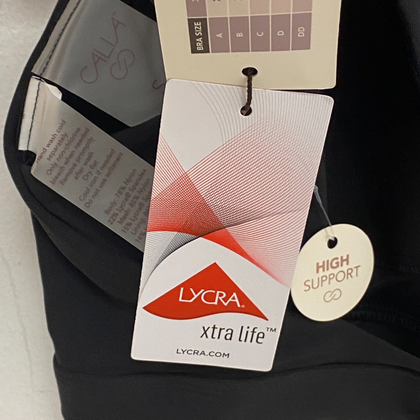 CALIA Women's Swim HIGH Support NECK TOP PURE BLACK WSA22207 Brand New!