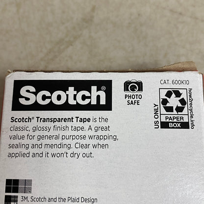 Scotch Transparent Tape 3/4″ × 1,000″ Premium Clear (Glossy)  6 Roll Pack