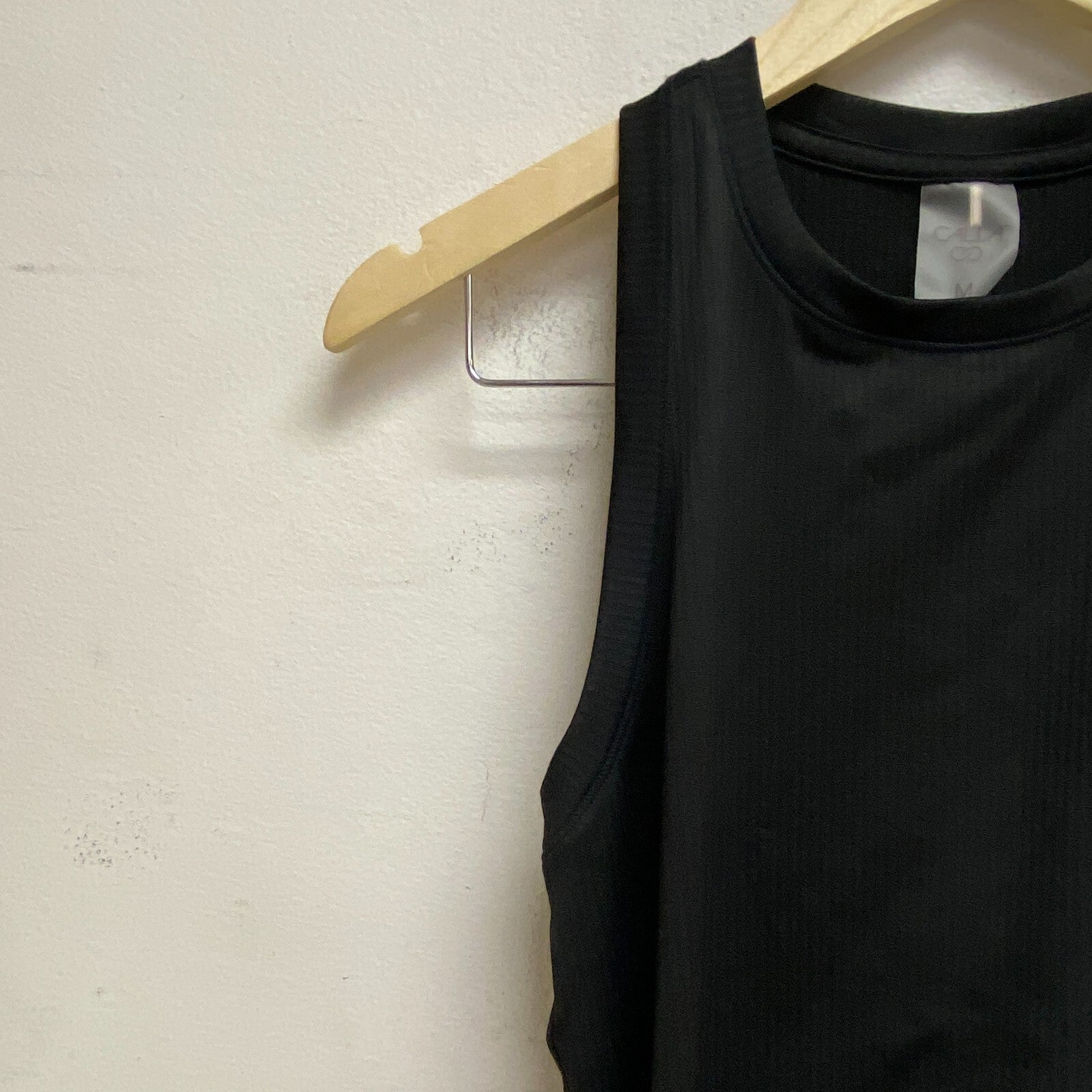 CALIA Women's Relaxed Fit Ribbed Racerback Tank Pure Black WAX11233FS Brand New