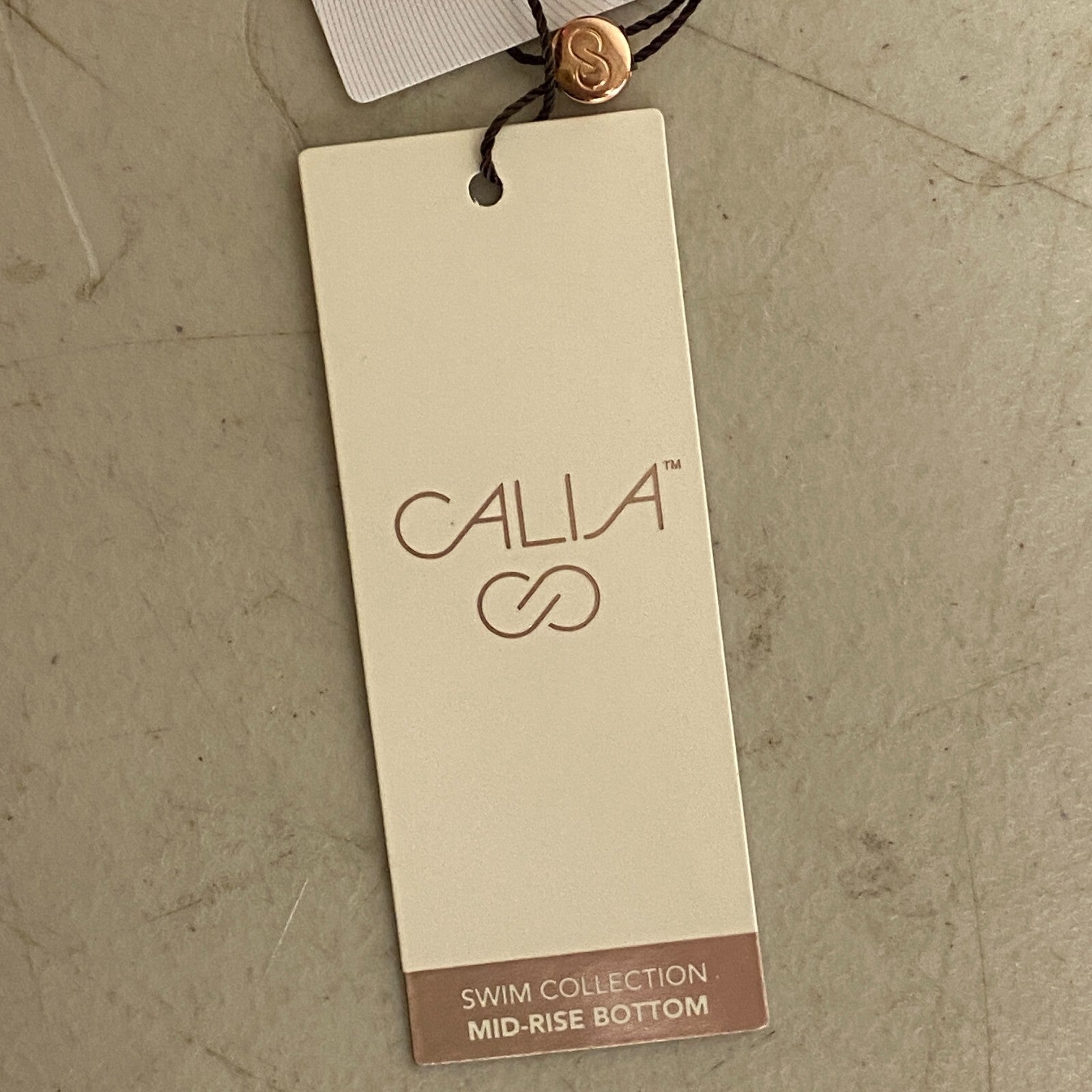 Calia Women's Shirred V Front Mid Rise Bottom Wavy Block Neutral WSA23415PRT New