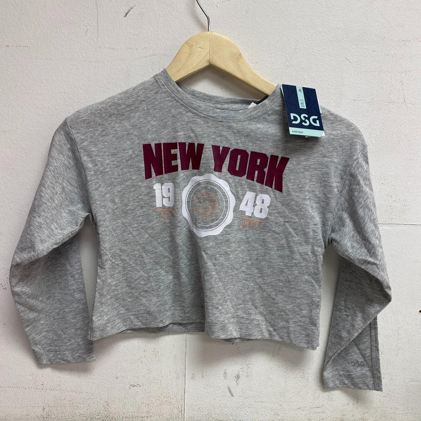 DSG Girls' Light Heather Grey NY Long Sleeve Graphic T-Shirt Summer DAG23120H