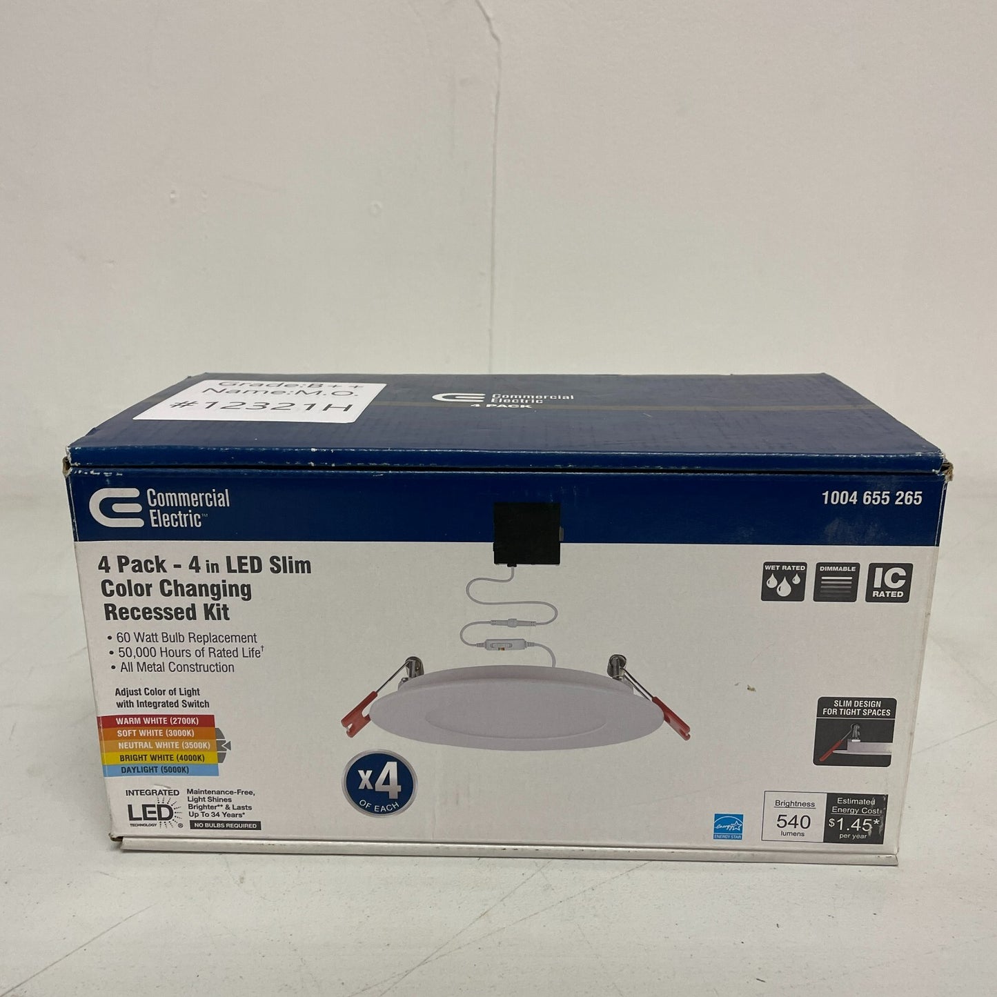 Commercial Electric 91470 4″ Color-Selectable Recessed LED Kit 3-pack ,,,,,,,,,,