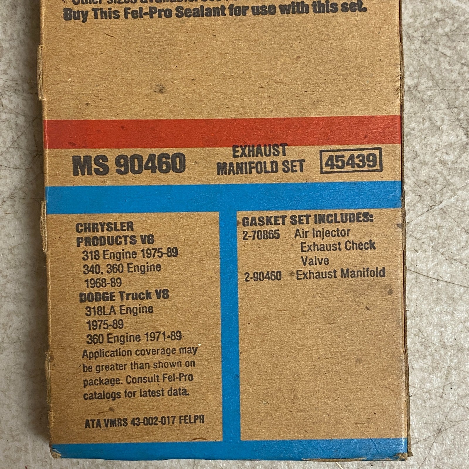 FEL-PRO MS 90460 Exhaust Manifold Gasket Set 1968-1992 Dodge Ram 318 360 V8