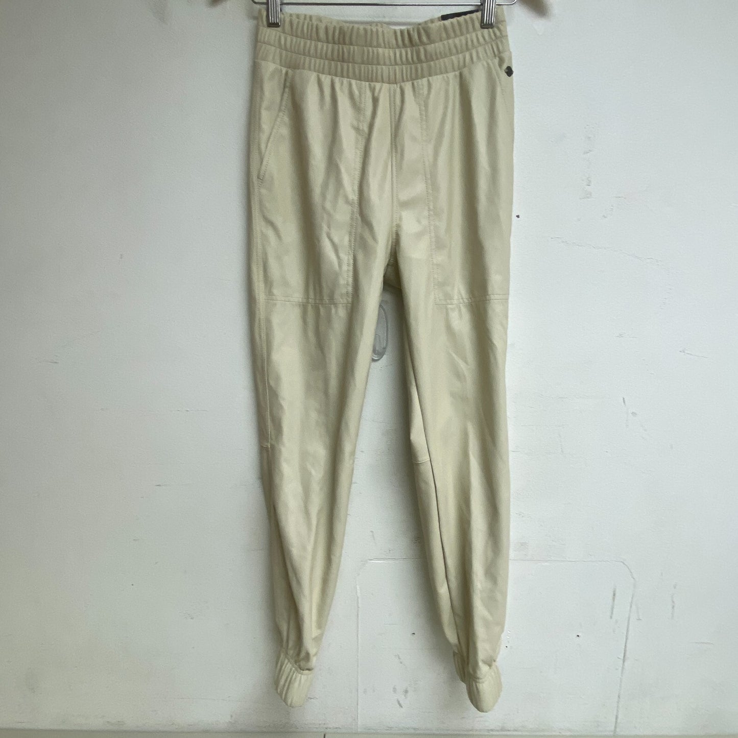 CALIA Women's High-Rise Leather Jogger Relaxed Fitted Chantilly WAX32302