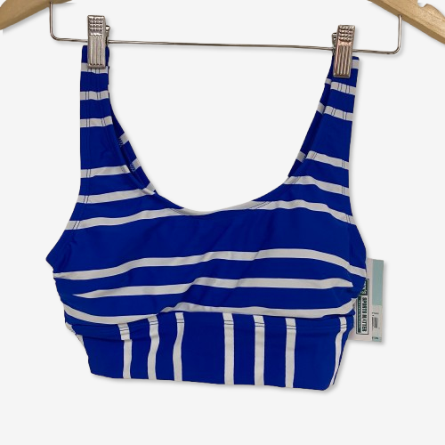 DSG Womenâs Long Line Scoop Neck Sports Bra Speed Stripe Blue DSW2786PRTZ