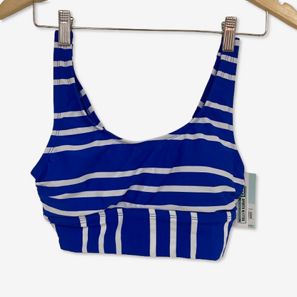 DSG Womenâs Long Line Scoop Neck Sports Bra Speed Stripe Blue DSW2786PRTZ