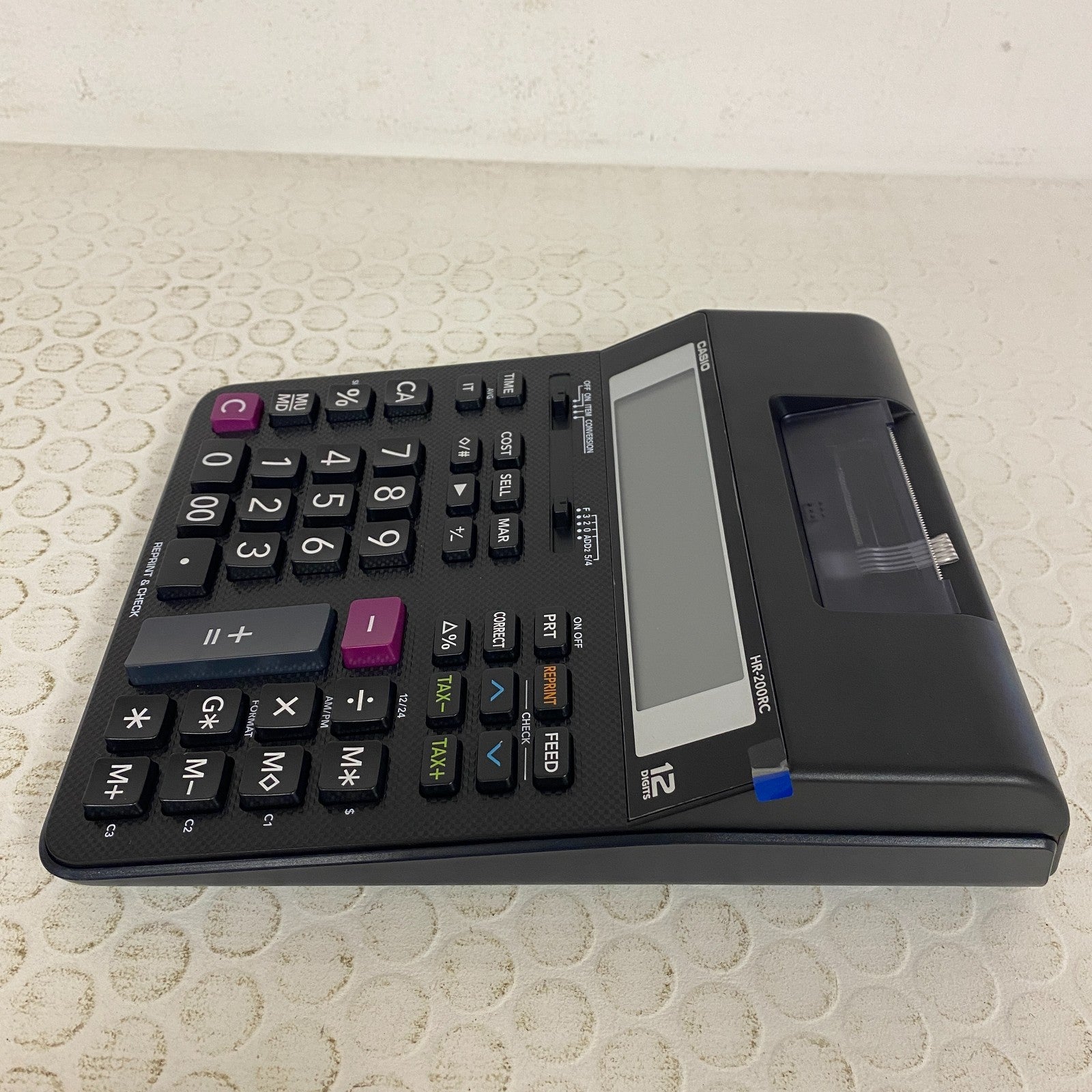 Casio HR‑200RC Mini 12‑Digit Printing Calculator – Red/Black Print, Dual Power