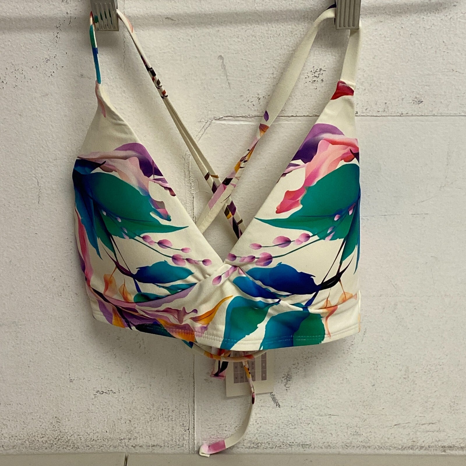 CALIA Women's Trendy Triangle Bikini Top Unbleached/Multi  WSA23201PRT