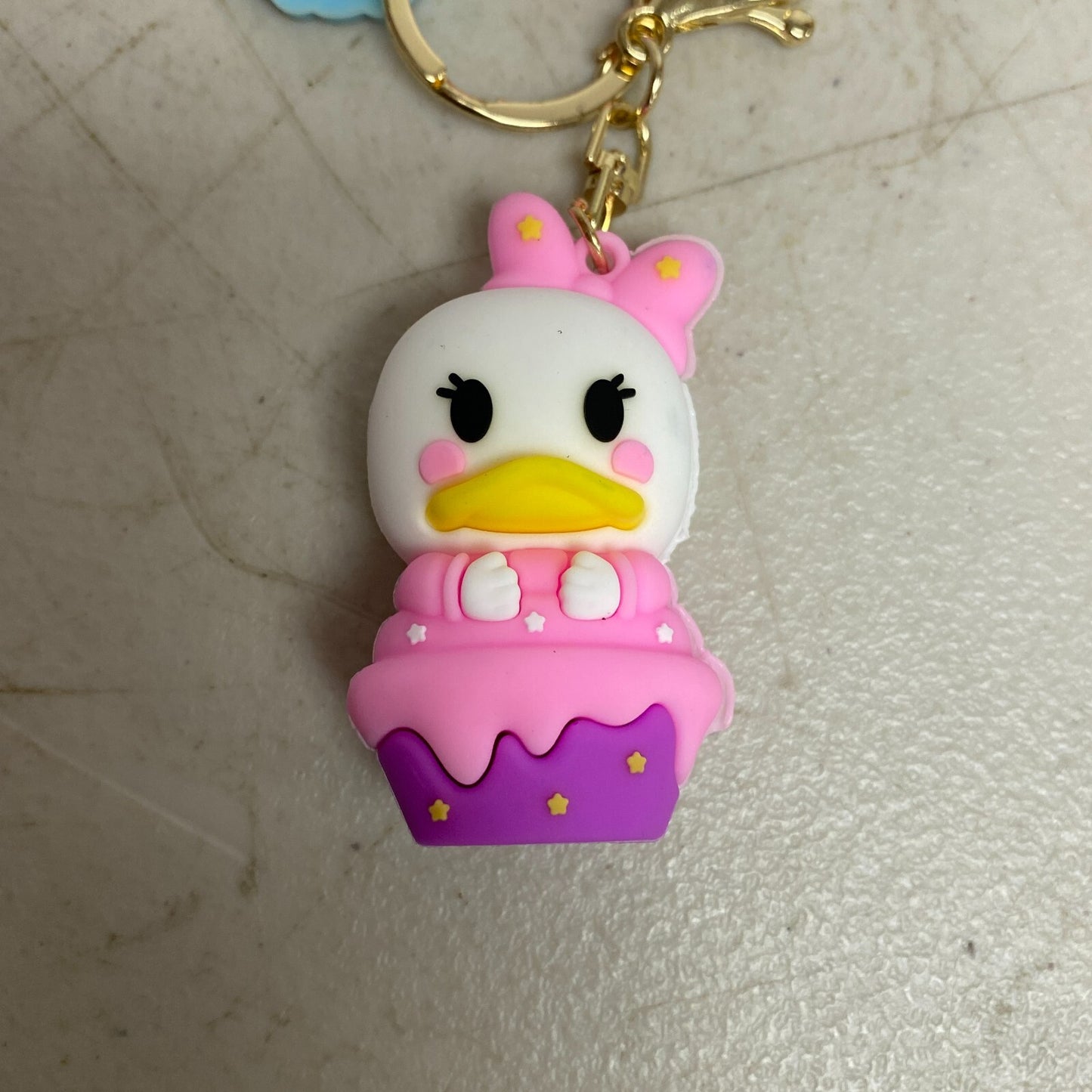 Assorted Silicone Daisy Duck Cupcake Dessert Keychain Accessory