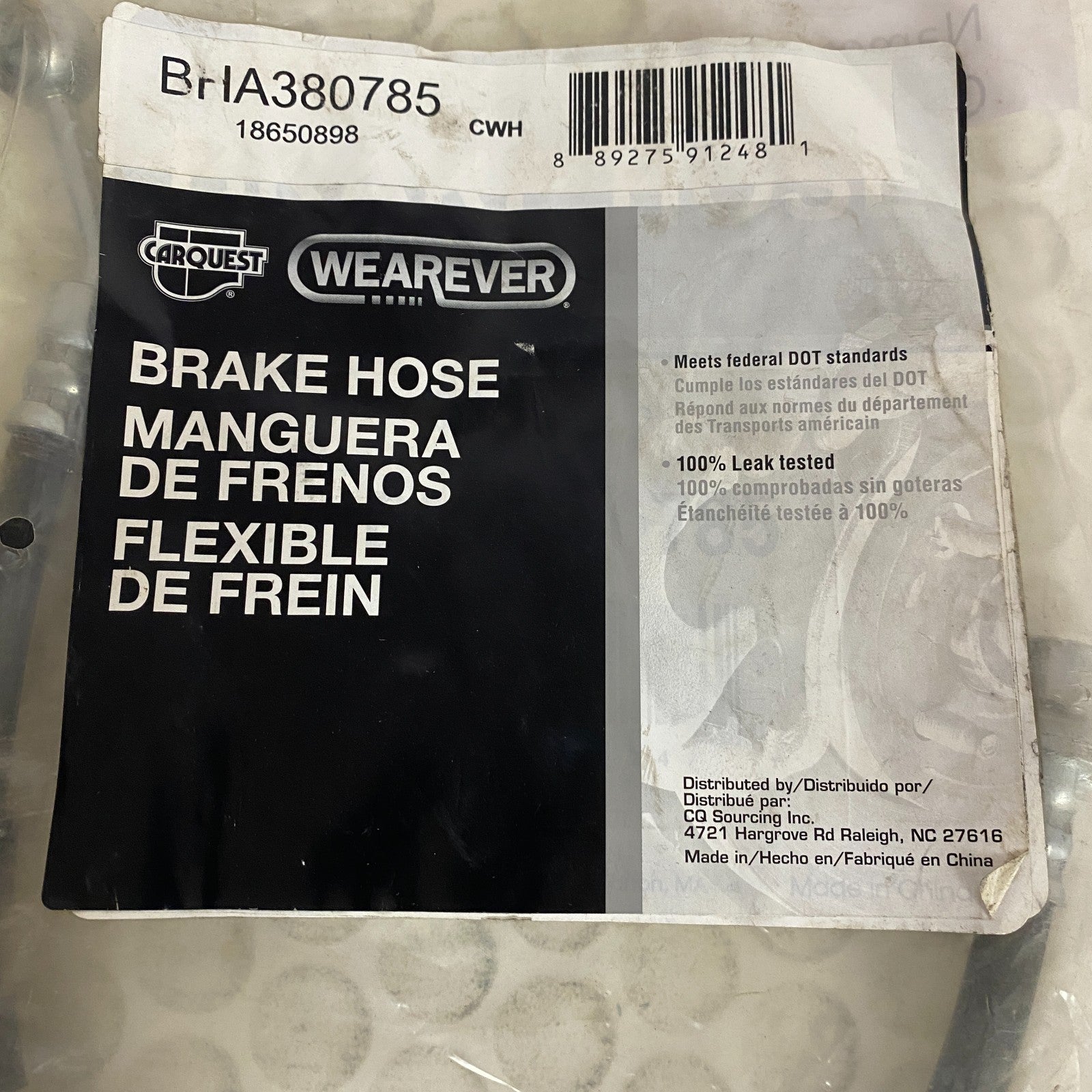 CARQUEST BHA380785 Brake Hydraulic Hose Assembly Black EPDM Rubber