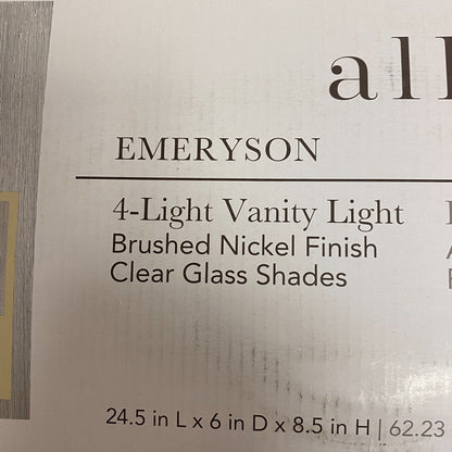 allen + roth Emeryson 4-Light Vanity Light Brushed Nickel Finish Clear Glass ...