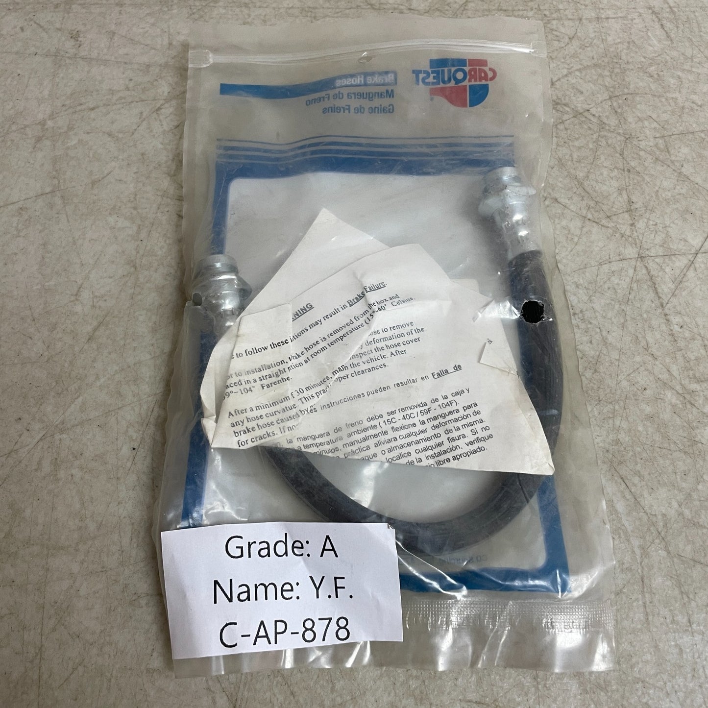 Carquest Wearever Brake Hose Assembly BHA38618 Rear Center