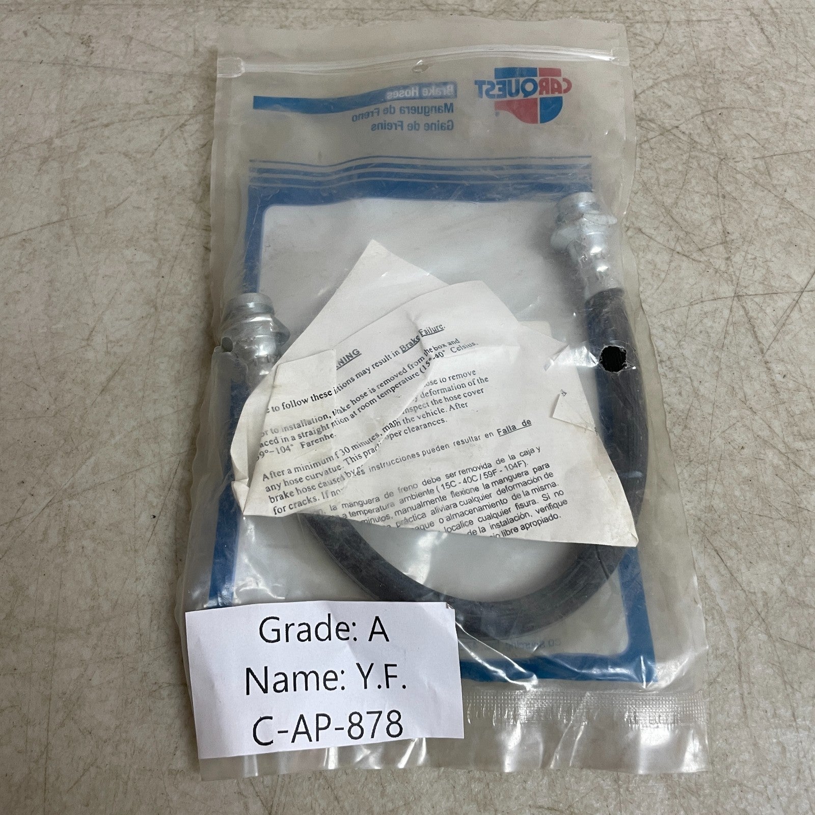 Carquest Wearever Brake Hose Assembly BHA38618 Rear Center