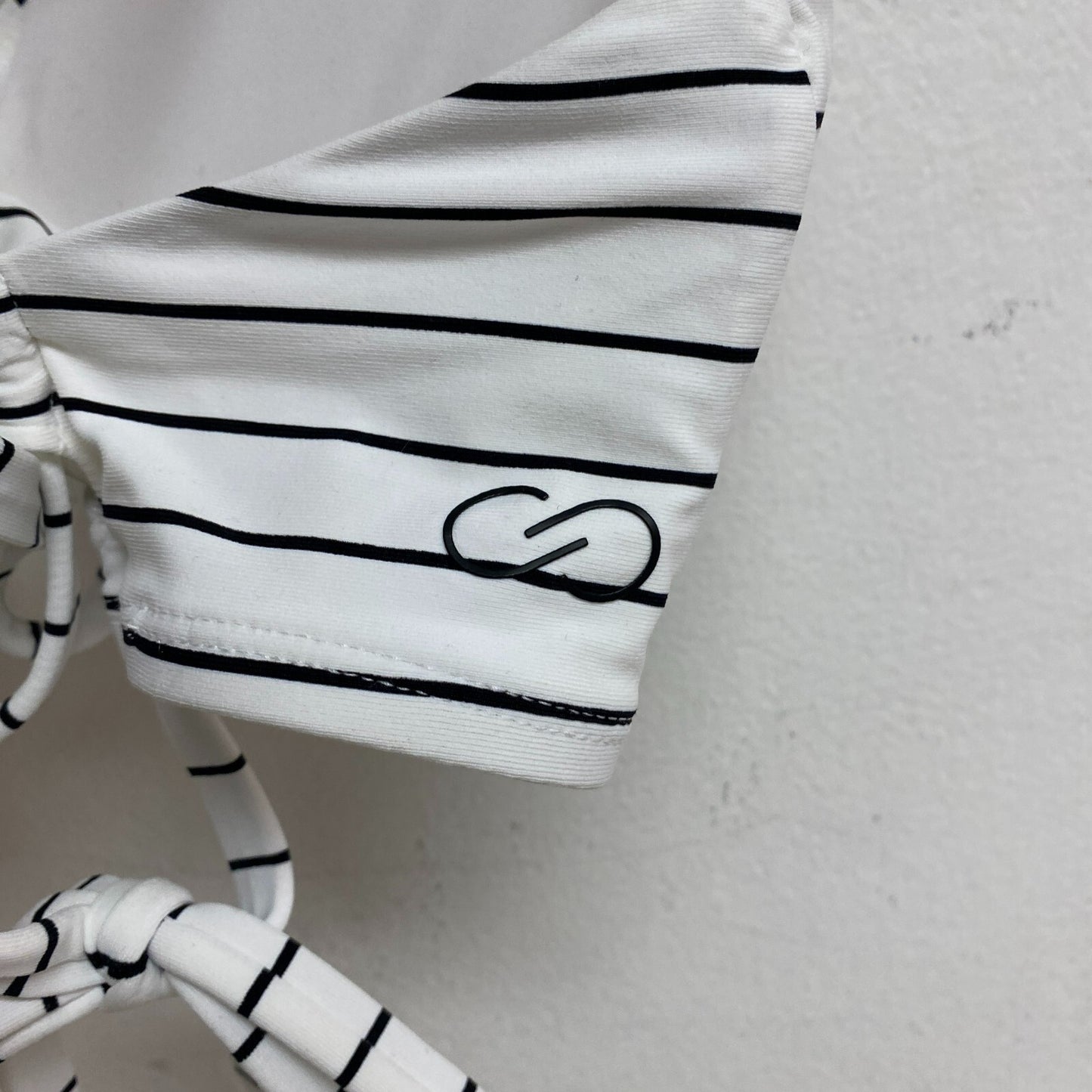 Calia Womens High Rise High Neck PowerSculpt Top Stripe White WSA22213PRT