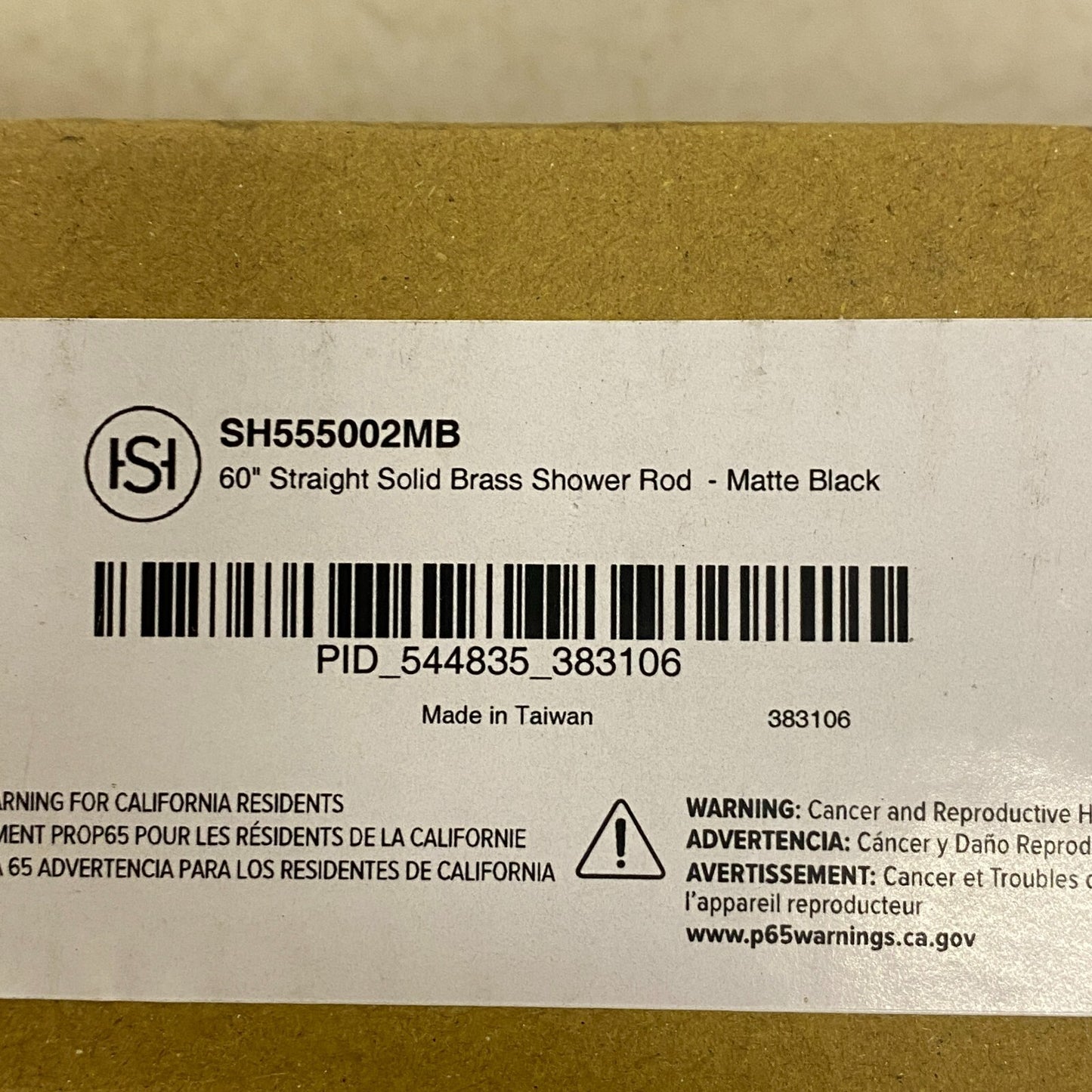 Signature Hardware 60" Straight Solid Brass Shower Rod - Matte Black
