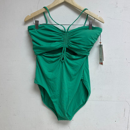 Calia Women's Swim Tummy Control Shirred Cut Out One Piece Swimsuit Green Glow