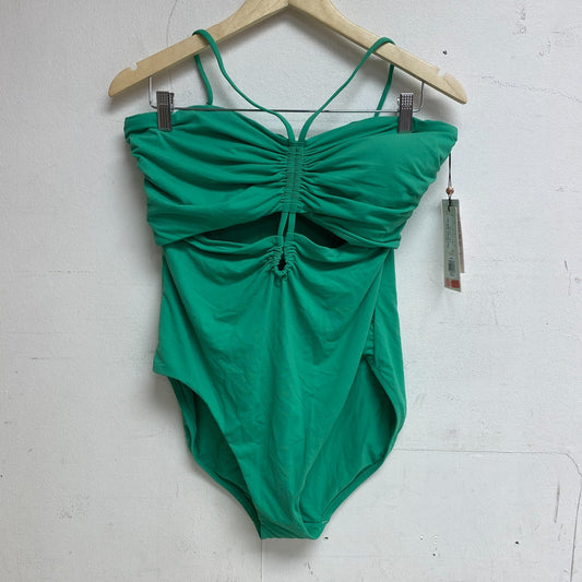 Calia Women's Swim Tummy Control Shirred Cut Out One Piece Swimsuit Green Glow