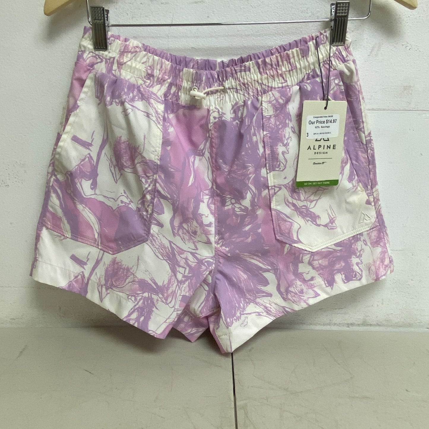 Alpine Design Women's Large Elastic Waist Woven Shorts Orchid Floral ADW13805P