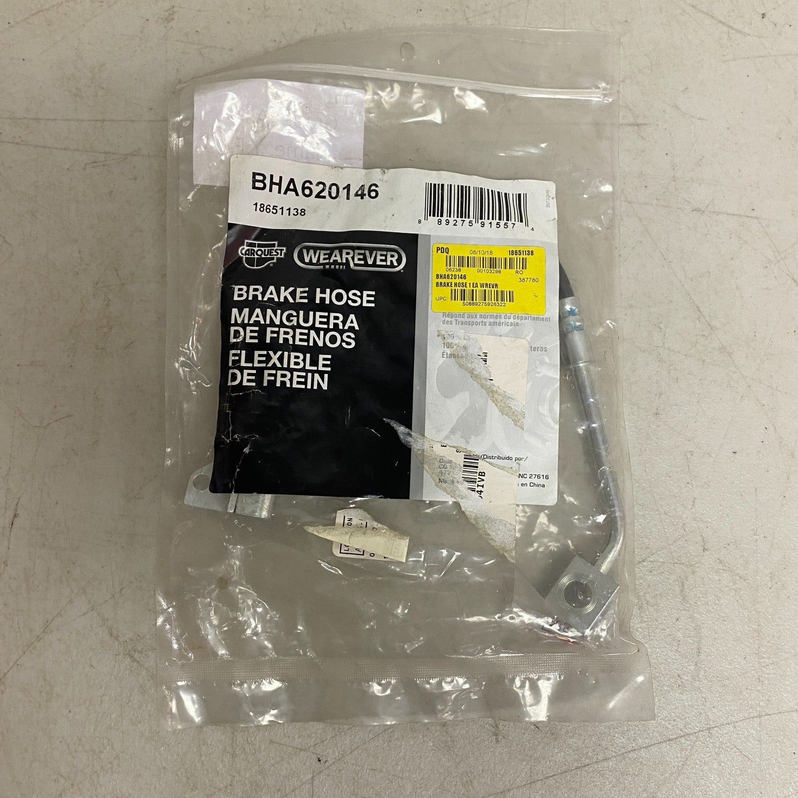 CARQUEST Brake Hydraulic Hose Black EPDM Rubber Model BHA620146