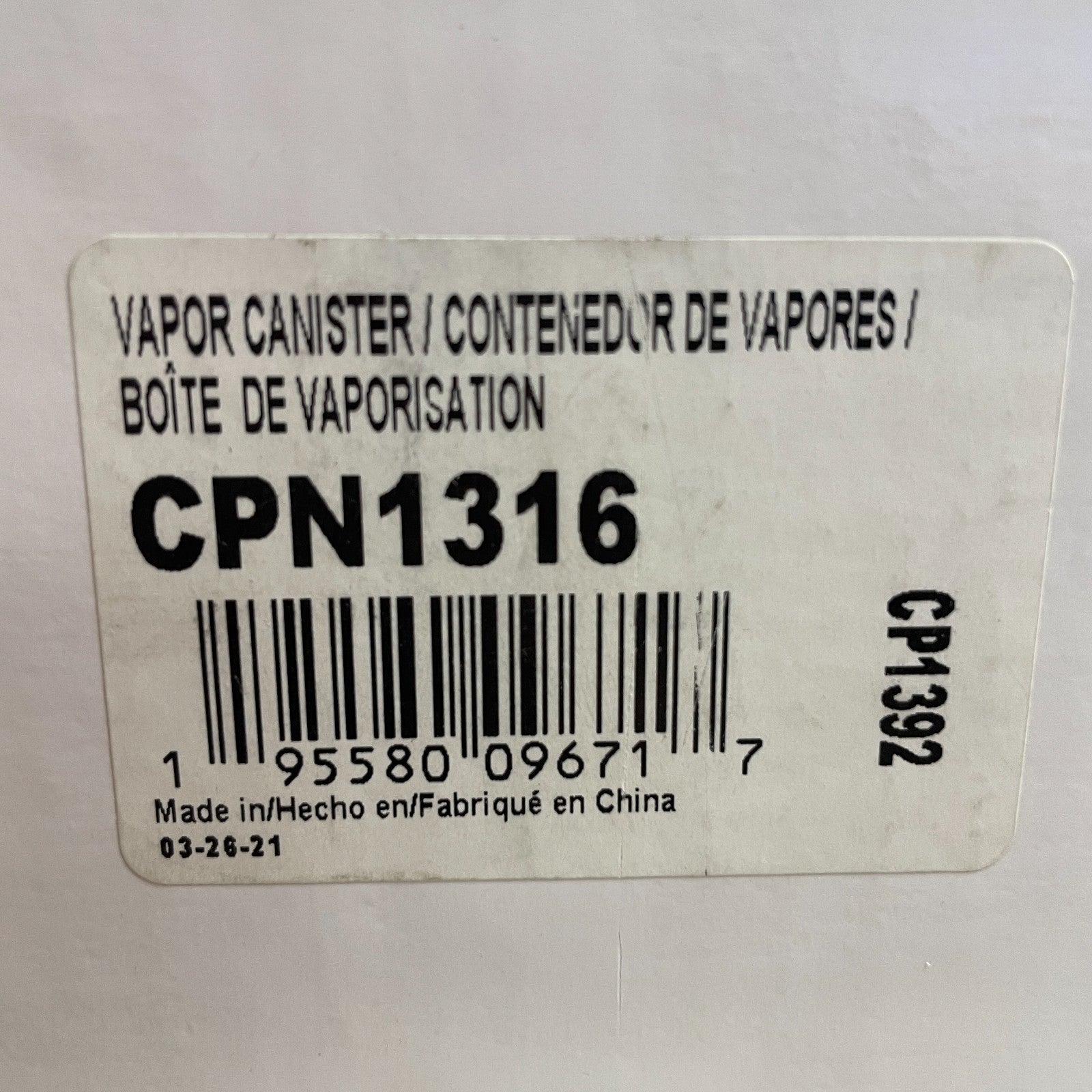 CARQUEST CPN1316 Premium Vapor Canister Charcoal Emission Canister Black