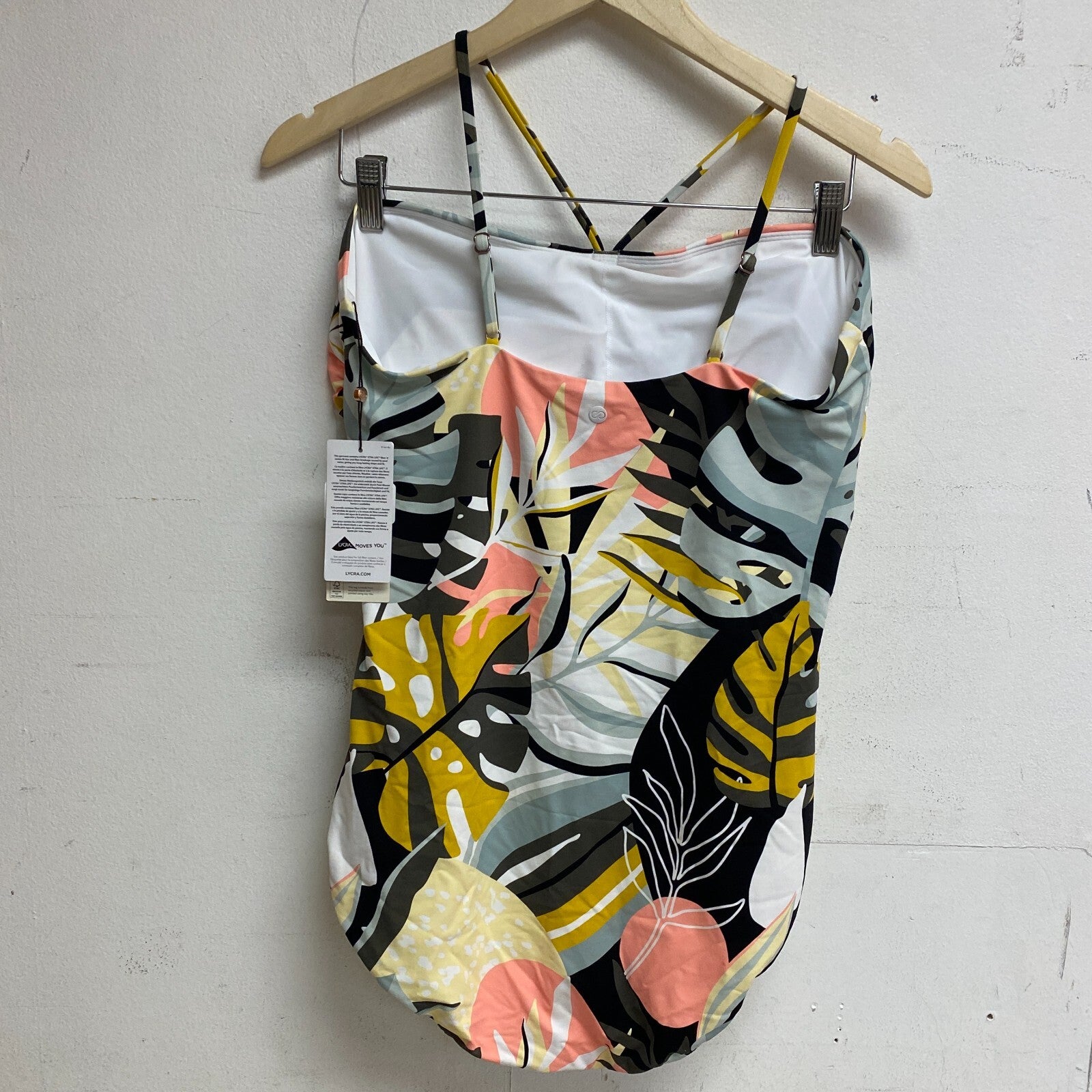 Calia Women's tummy Control Shirred Cut Out Floral One Piece Swimsuit Multi Palm