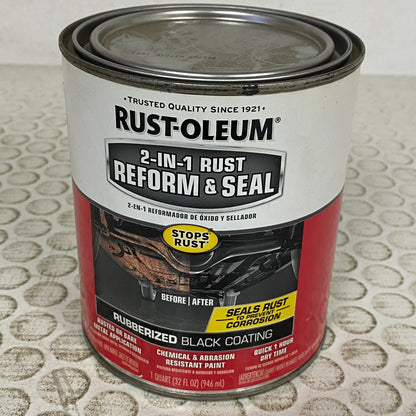 Rust-Oleum 344763 2-in-1 Rust Reform & Seal 1 Quart Matte Black Undercoating