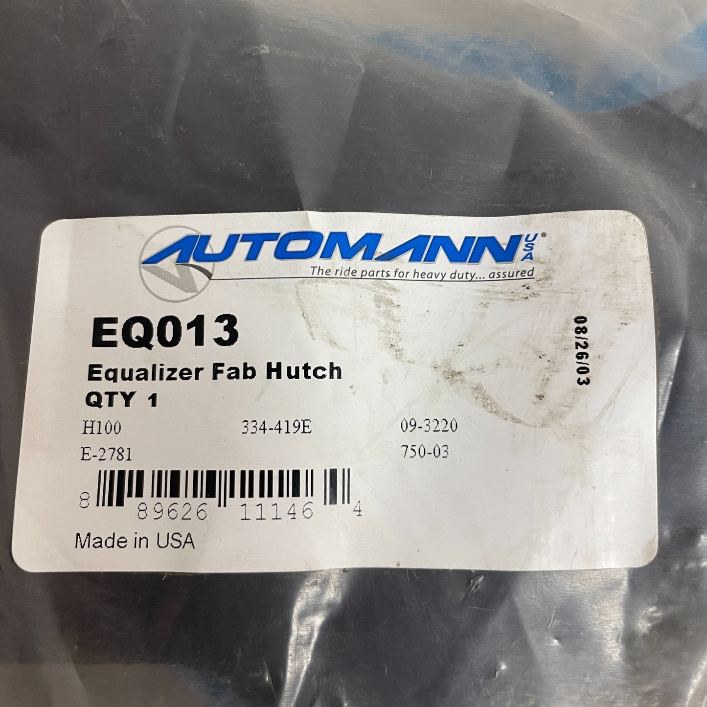 AUTOMANN Hutch Equalizer Beam Fabricated Steel with Bushing Model EQ013