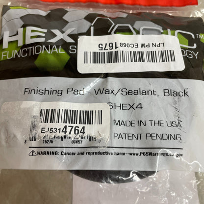 Chemical Guys Hex-Logic 4" Black Finishing Pad Hook-&-Loop BUFX_106HEX4