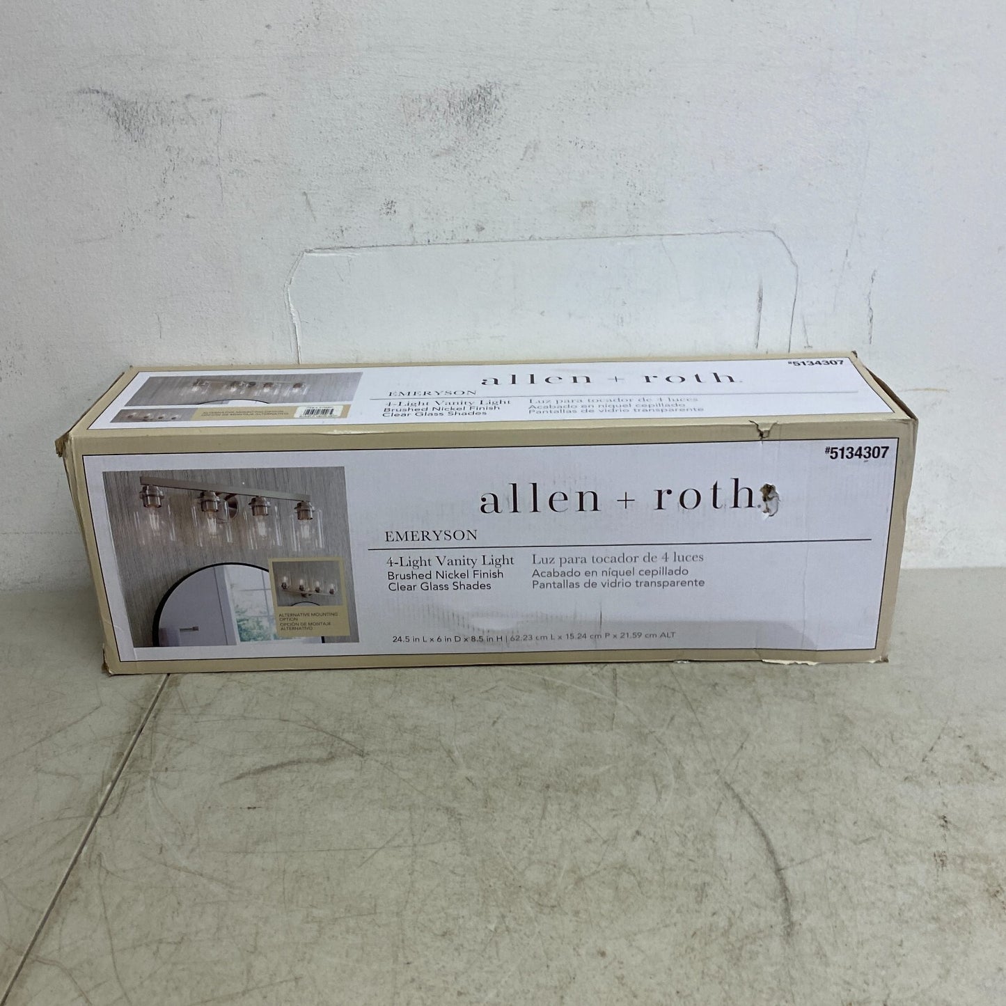 allen + roth Emeryson 4-Light Vanity Light Brushed Nickel Finish Clear Glass ...