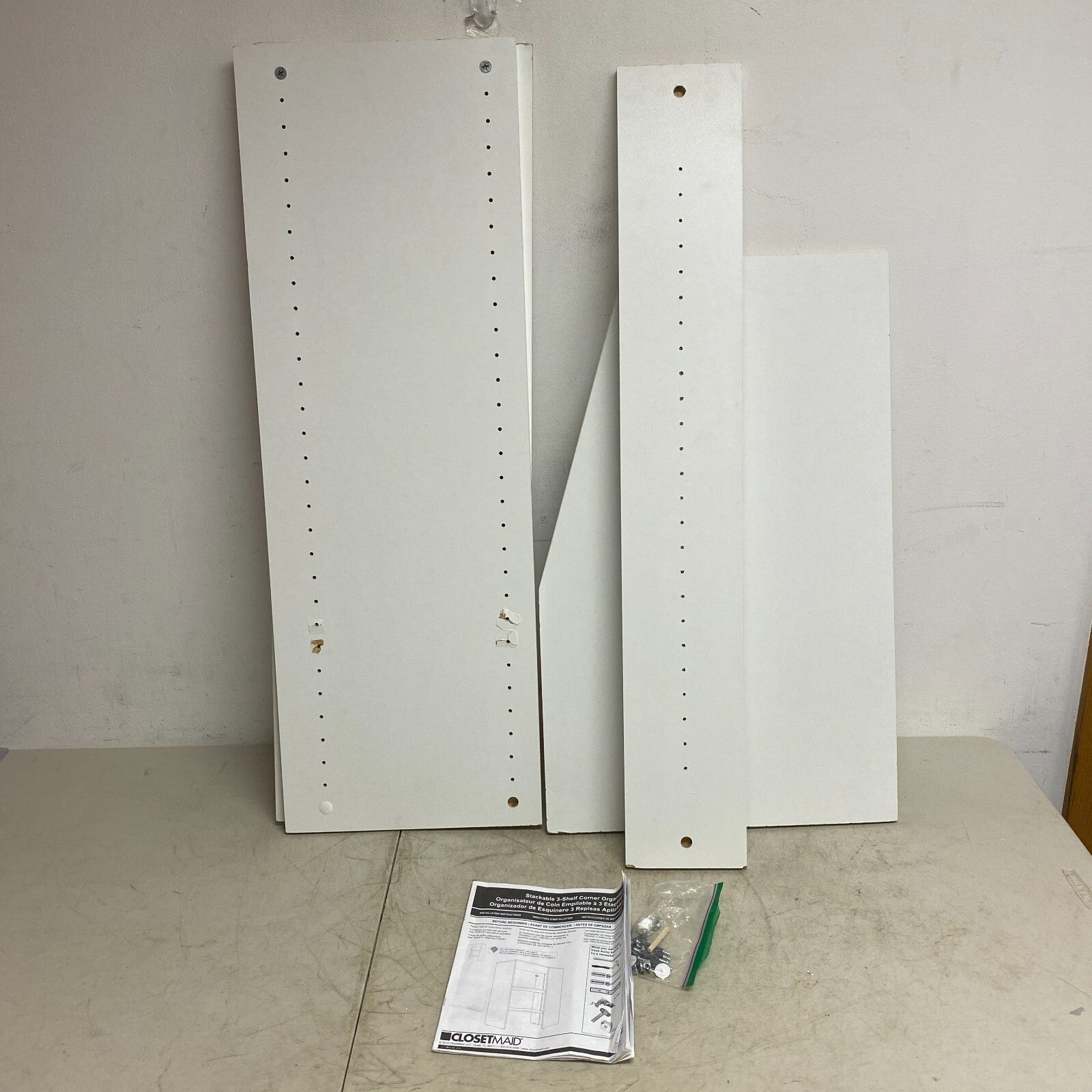 Corner Base Organizer 29 in. W White 3-Shelf for Wood Walk-In Closet System