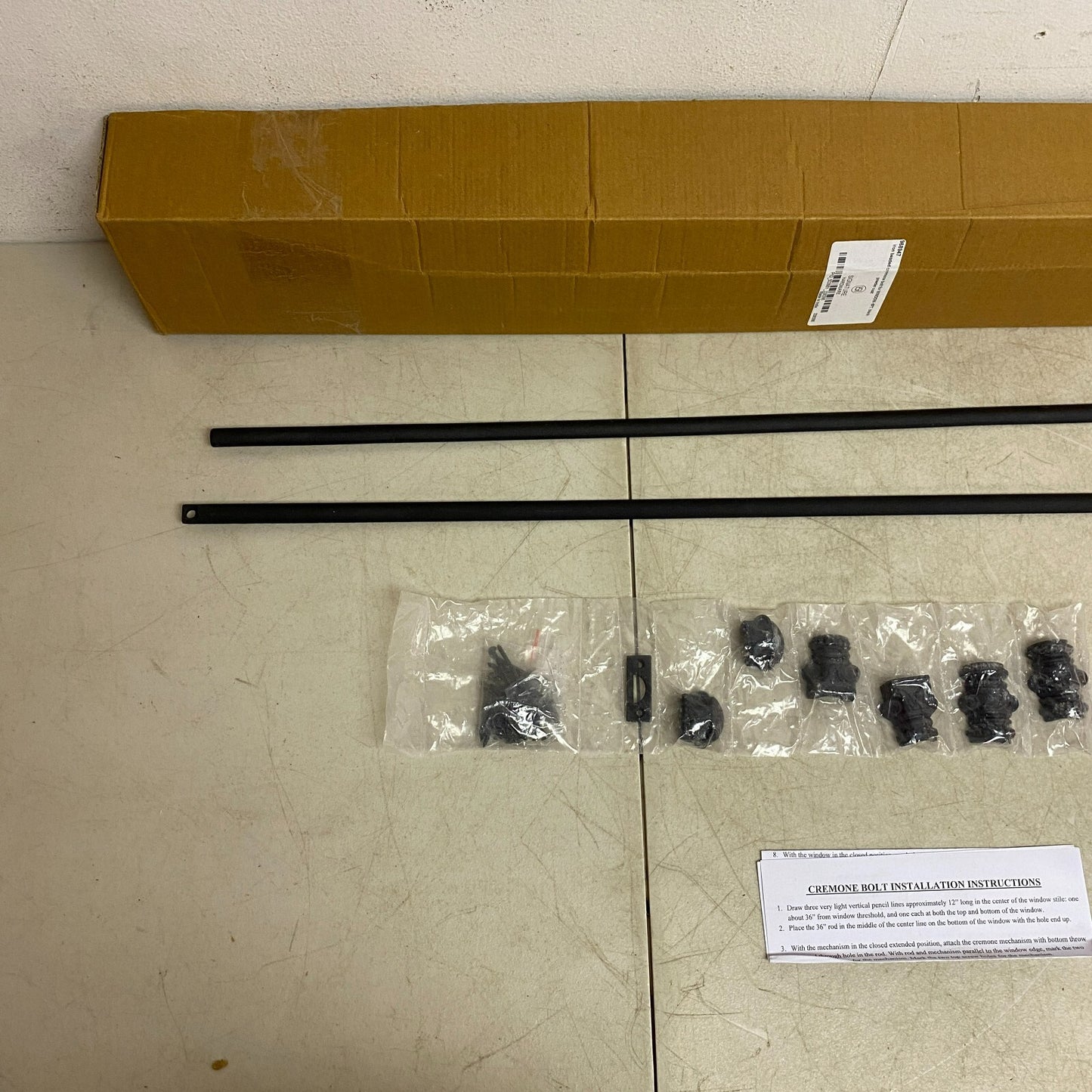 Signature Hardware Beaded Iron Door Cremone Bolt - Black Powder Coat