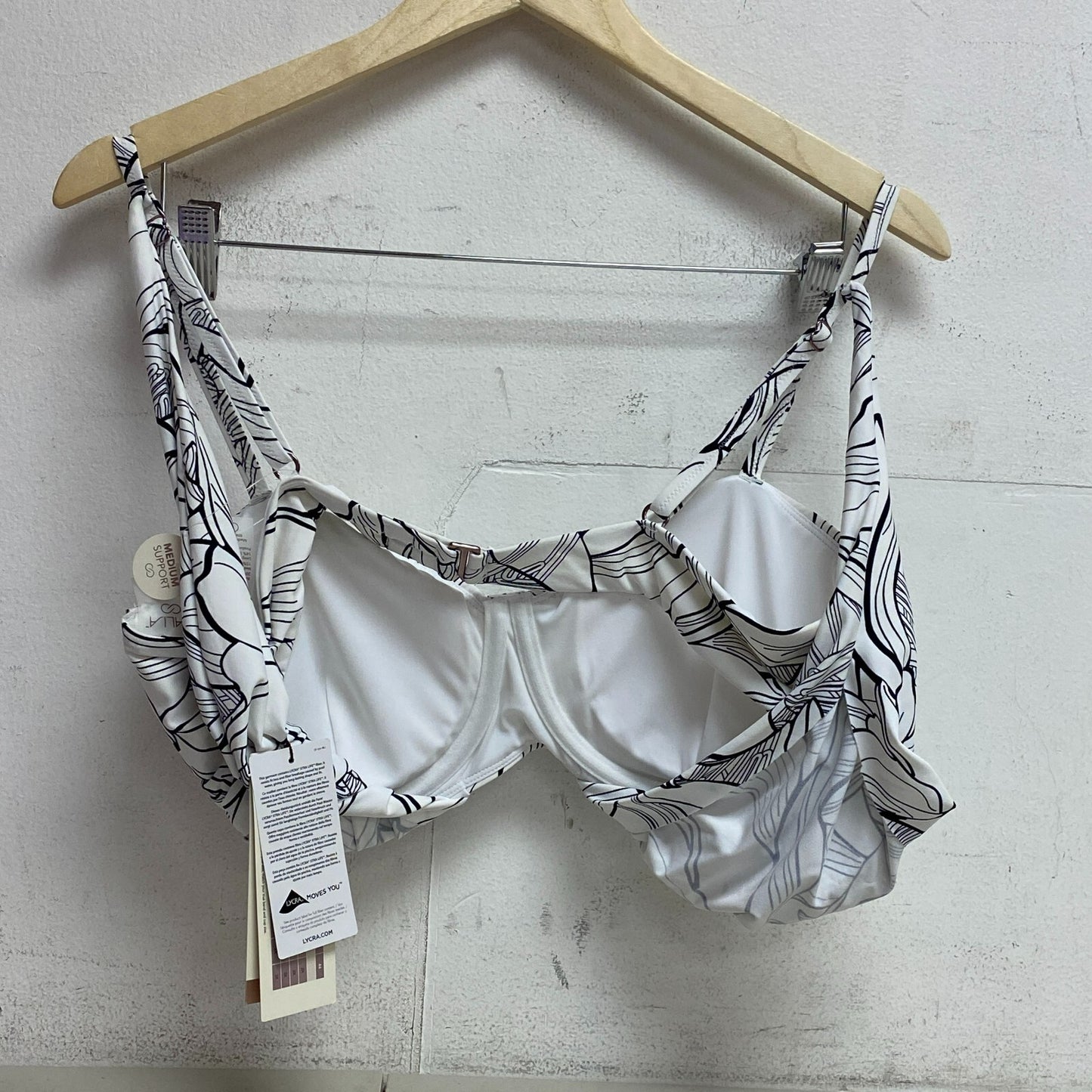 Calia Womens Pleated Panel Underwire Bikini Top Pure White Multi WSA23210PRT