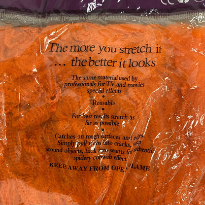 Stretchable Spider Web Decoration Orange w/ black spider Accents