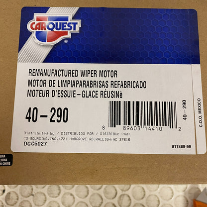 CARQUEST Premium Reman Windshield Wiper Motor Front Black 40‑290