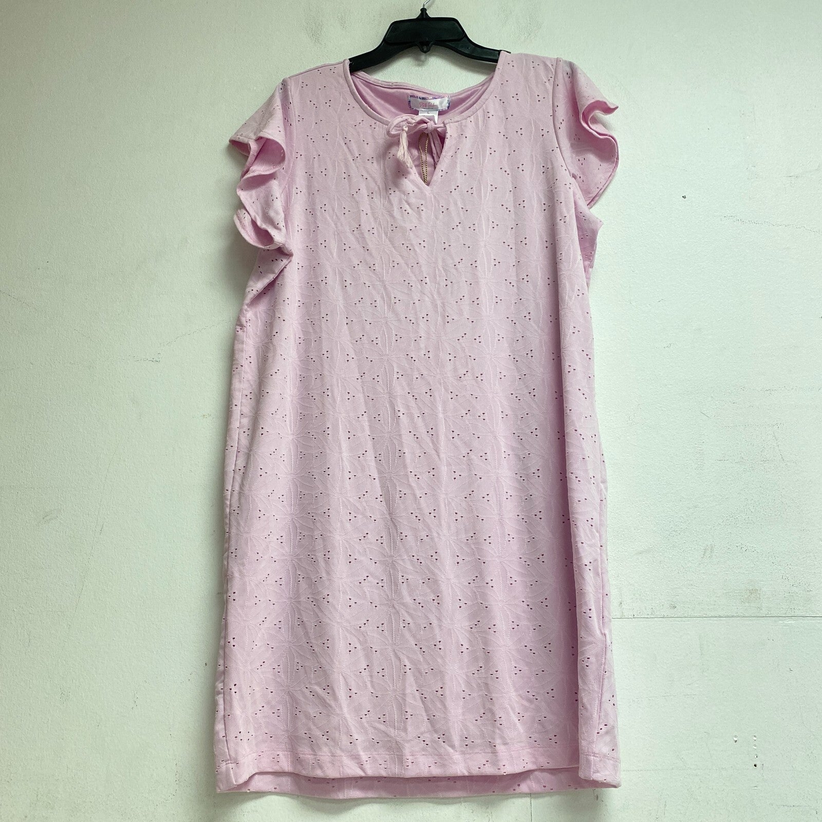 Stella Parker Women's Eyelet Flutter Sleeve Dress Size Large Color: Calm Pink